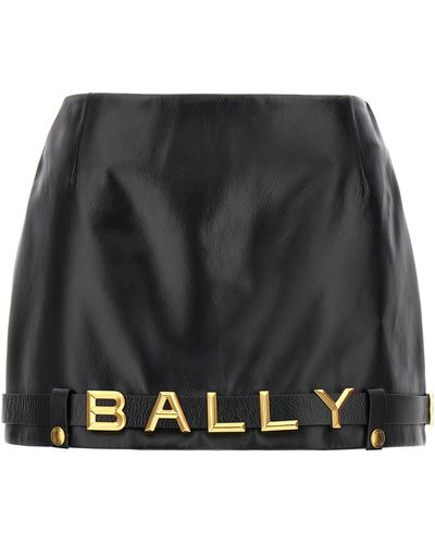 Bally Leather Mini Skirt Gonne Nero