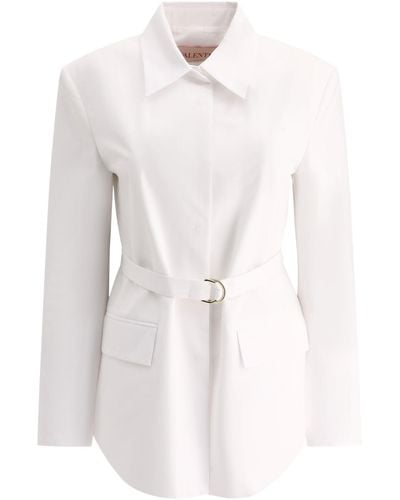 Valentino Compact Popeline Pea Coat Jackets - White