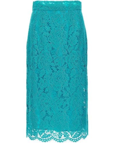 Dolce & Gabbana Lace Skirt Gonne Celeste - Blu