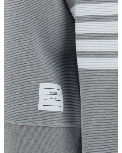 Thom Browne Crewneck Sweatshirt W/ Engineered 4 Bar - Grey