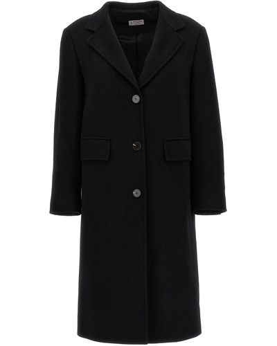 Alberto Biani Single-breasted Wool Coat Coats, Trench Coats - Black
