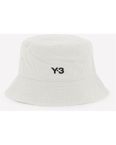 Y-3 Cappello Bucket In Twill - Bianco