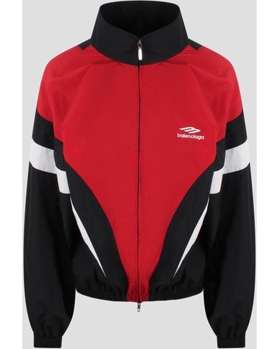 Balenciaga 3B Sports Icon Off Shoulder Tracksuit Jacket - Red