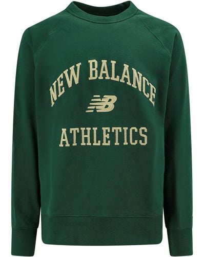 New Balance Cotton T-shirt With Embroidered Logo - Green