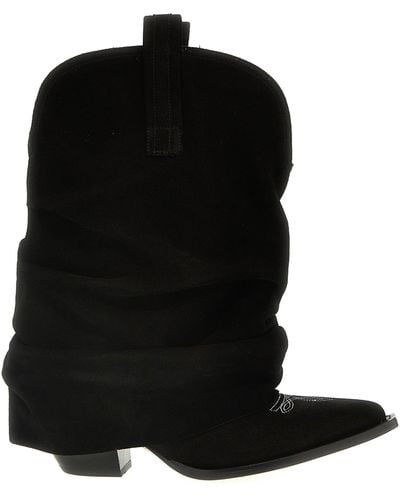 R13 Chunky Cowboy Boots, Ankle Boots - Black