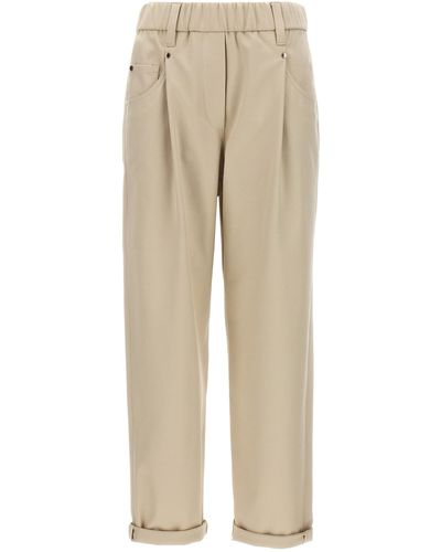 Brunello Cucinelli Cotton Trousers Pantaloni Beige - Neutro