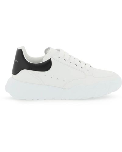 Alexander McQueen Court Oversized Leather Mid-top Sneakers - White