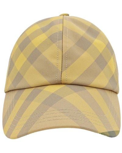 Burberry Nylon Hat With Check Print - Natural