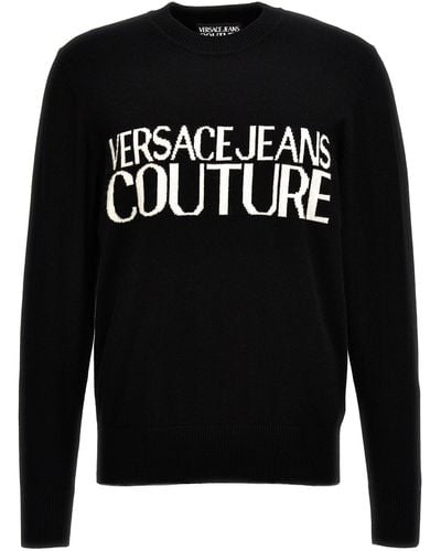 Versace Logo Intarsia Sweater Maglioni Nero