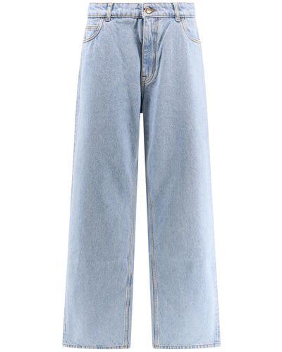 Etro Jeans in cotone con ricamo Pegaso posteriore - Blu