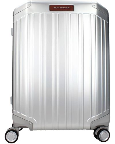 Piquadro Wheeled Luggages Cabin 37l Metal Leather - White