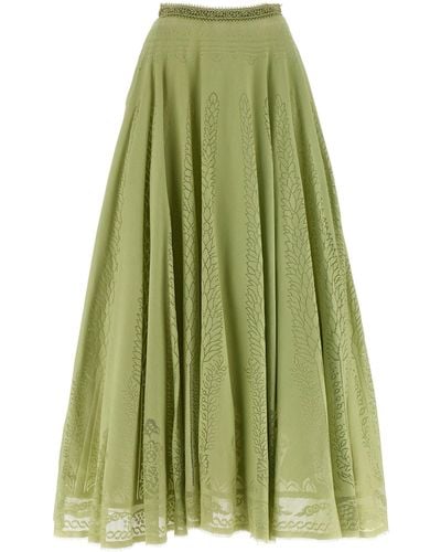 Giambattista Valli Openwork Fabric Midi Skirt Skirts - Green