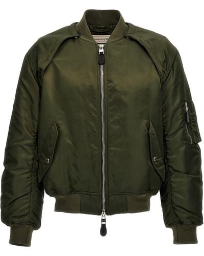 Alexander McQueen Alexander Mc Queen Convertible Khaki Nylon Bomber Jacket - Green