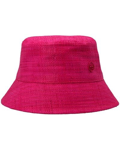 Ruslan Baginskiy Logo Straw Bucket Hat Cappelli Fucsia - Rosa