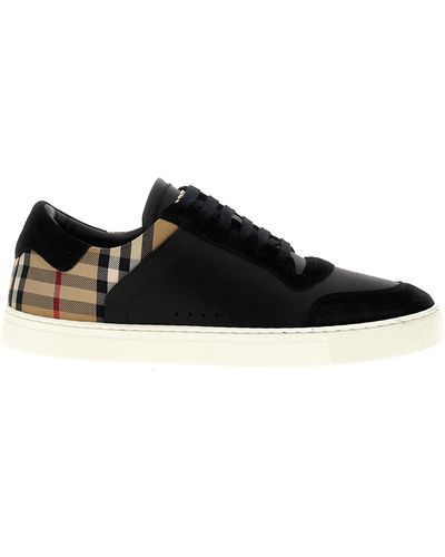 Burberry Stevie Check-print Leather Low-top Sneakers - Black