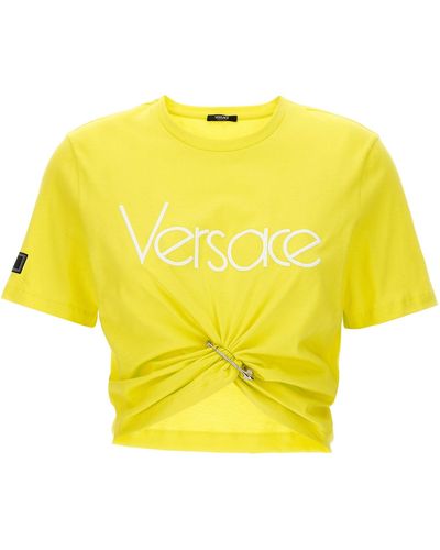 Versace Logo Crop T Shirt Giallo