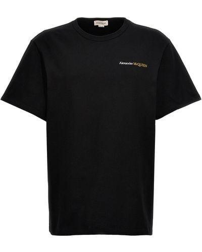Alexander McQueen Logo Print T Shirt Nero