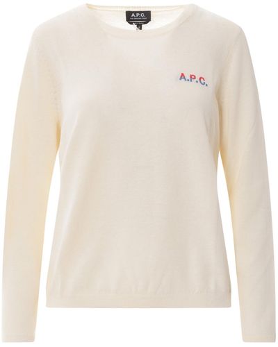 A.P.C. Cotton Sweater With Logo - White