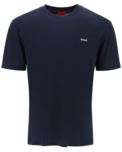 HUGO Logo Oversized T Shirt - Blue