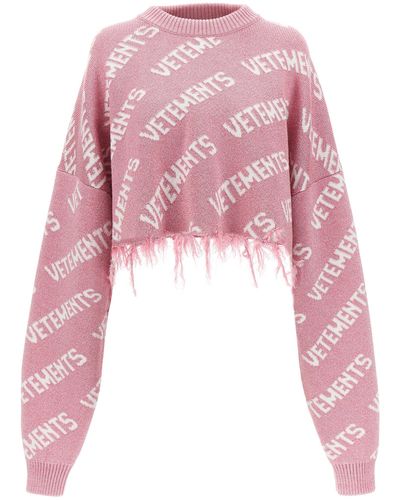 Vetements Monogram Cropped Sweater Maglioni Rosa
