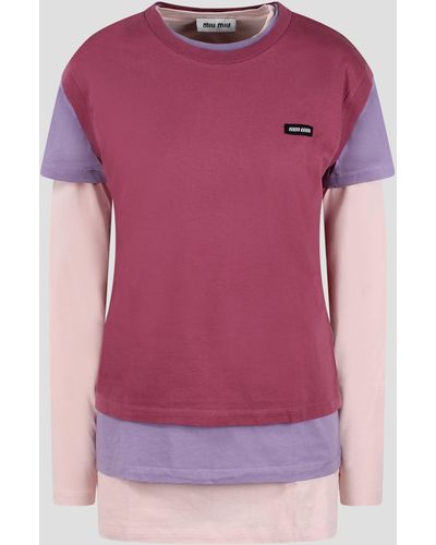 Miu Miu Set Of 3 Jersey T-Shirt - Purple