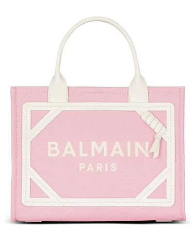 Balmain B-Army Shopper Small-Canvas & Logo - Pink