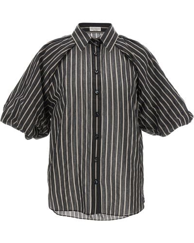 Brunello Cucinelli Striped Shirt Shirt, Blouse - Black