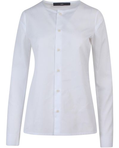 SAPIO Cotton Shirt With Side Slits - White