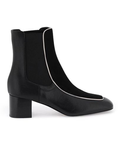 Totême Smooth And Suede Leather Ankle Boots - Black
