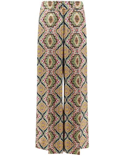 Etro Silk Trouser With Paisley Motif - Natural