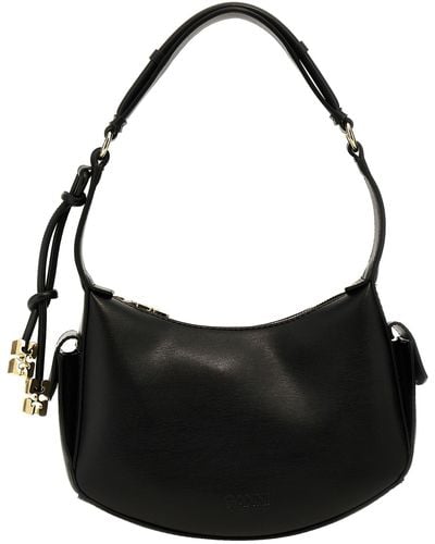 Ganni Leather Swing Shoulder Bag - Black