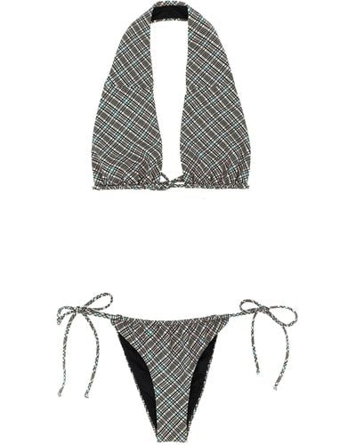 Philosophy Check Print Bikini Beachwear - Gray