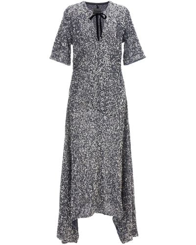 Ganni Sequin Long Dress Dresses - Grey
