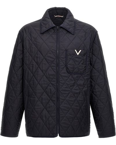 Valentino Garavani V Detail Casual Jackets, Parka - Blue