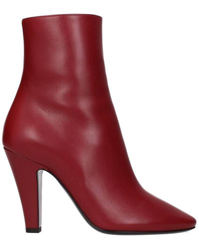 Saint Laurent Ankle Boots Leather Red Cherry