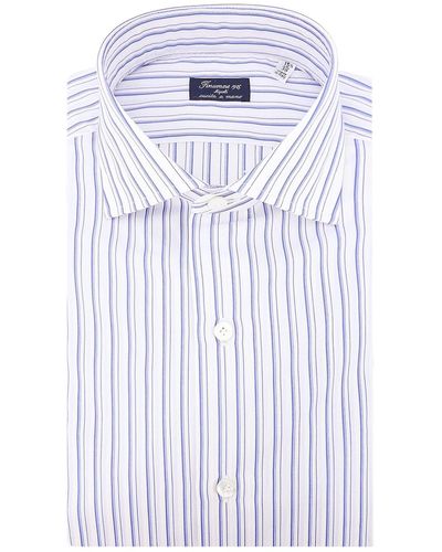 Finamore 1925 Cotton Shirt With Striped Motif - White