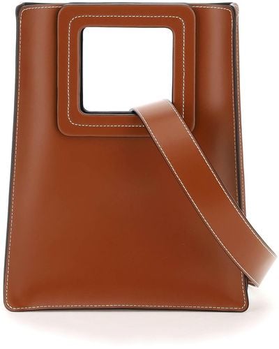 STAUD TOTE BAG SHIRLEY TALL IN PELLE - Marrone