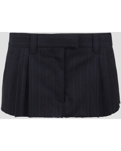 Miu Miu Pleated Pinstripe Miniskirt - Black