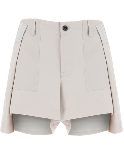Sacai Shorts In Misto Lana - Bianco