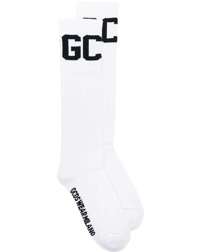 Gcds Intarsia Knit Mid-Calf Socks - White