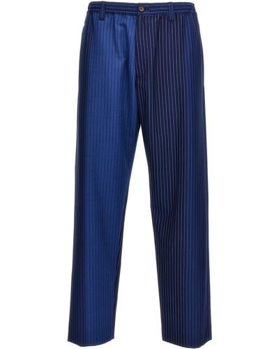 Marni Striped Pantaloni Blu