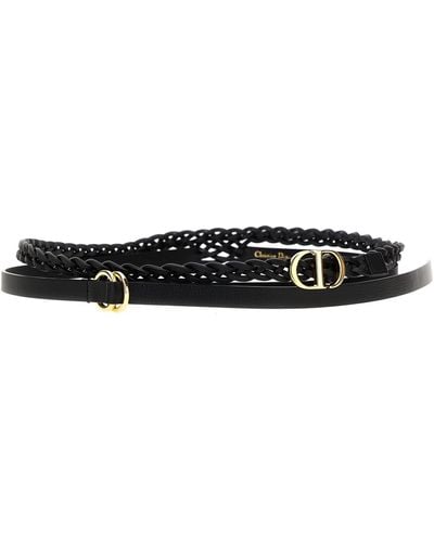 Dior Leather Belt Logo Buckle Belts - Black