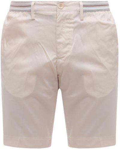 NUGNES 1920 Cotton Blend Bermuda Shorts With Elastic Waistband - Gray