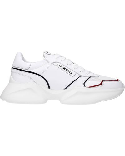 Les Hommes Trainers Leather White Black