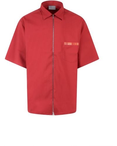 VTMNTS Stretch Wool Shirt With Barcode Print - Red