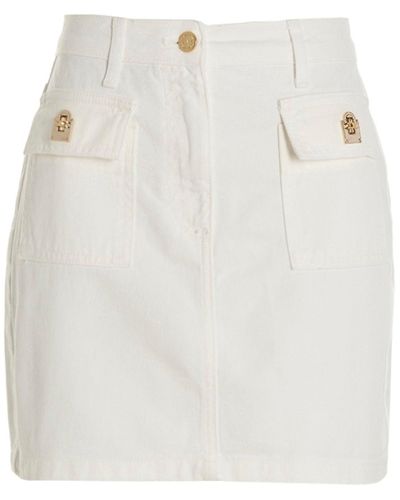 Elisabetta Franchi White Cotton Mini Skirt