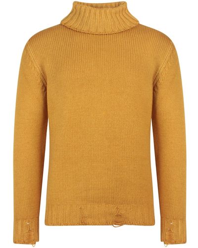 PT Torino Virgin Wool Jumper With Destroyed Effect - Yellow