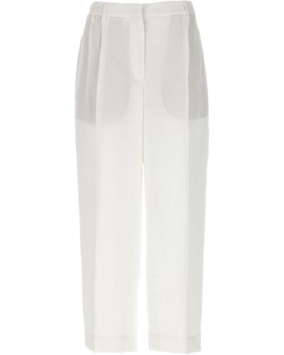 Brunello Cucinelli With Front Pleats Pantaloni Bianco
