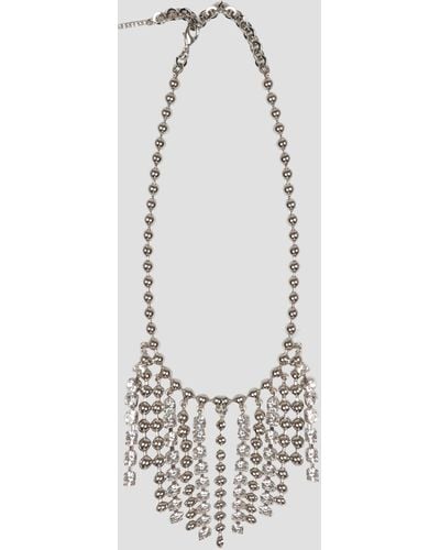 Alessandra Rich Crystal And Chain Fringes Necklace - White