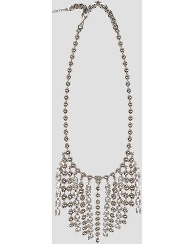 Alessandra Rich Crystal and chain fringes necklace - Bianco